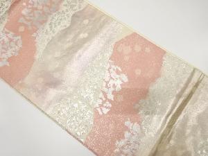 引箔　のり散らしに花唐草模様織り出し　袋帯